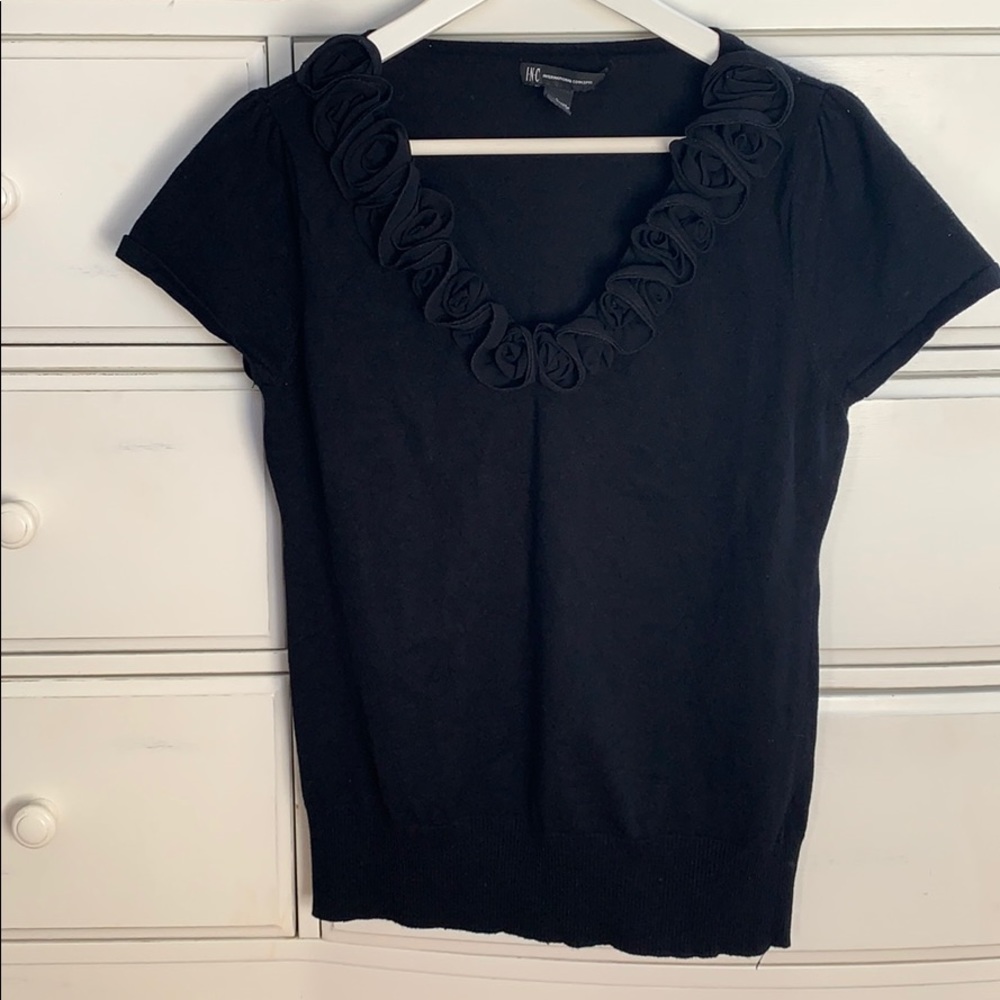 Black Short Sleeve Sweater INC